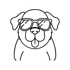 dog wearing sunglasses icon, dog wearing sunglasses line art - simple line art of dog wearing sunglasses, perfect for dog wearing sunglasses logos and icons