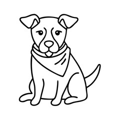 dog with a bandana icon, dog with a bandana line art - simple line art of dog with a bandana, perfect for dog with a bandana logos and icons