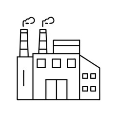 factory building icon, factory building line art - simple line art of factory building, perfect for factory building logos and icons