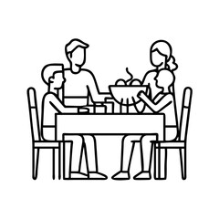family dinner table icon, family dinner table line art - simple line art of family dinner table, perfect for family dinner table logos and icons