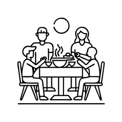 family dinner table icon, family dinner table line art - simple line art of family dinner table, perfect for family dinner table logos and icons