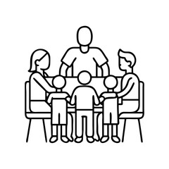 family gathering at table icon, family gathering at table line art - simple line art of family gathering at table, perfect for family gathering at table logos and icons