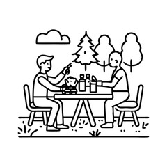 family picnic icon, family picnic line art - simple line art of family picnic, perfect for family picnic logos and icons