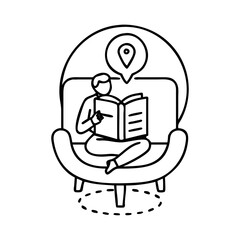 favorite reading spot icon, favorite reading spot line art - simple line art of favorite reading spot, perfect for favorite reading spot logos and icons