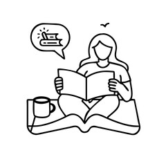 favorite reading spot icon, favorite reading spot line art - simple line art of favorite reading spot, perfect for favorite reading spot logos and icons