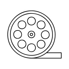 film reel icon, film reel line art - simple line art of film reel, perfect for film reel logos and icons