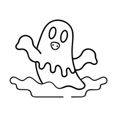 floating ghost icon, floating ghost line art - simple line art of floating ghost, perfect for floating ghost logos and icons