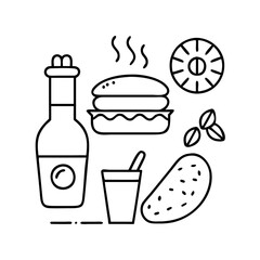 food and drink s icon, food and drink s line art - simple line art of food and drink s, perfect for food and drink s logos and icons