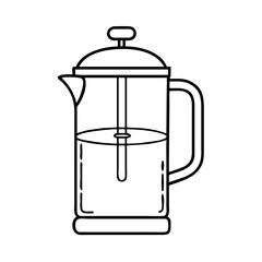 french press icon, french press line art - simple line art of french press, perfect for french press logos and icons