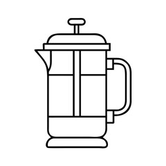 french press icon, french press line art - simple line art of french press, perfect for french press logos and icons