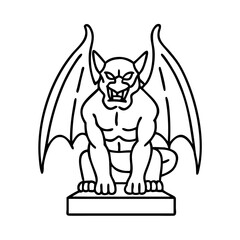 gargoyle statue icon, gargoyle statue line art - simple line art of gargoyle statue, perfect for gargoyle statue logos and icons