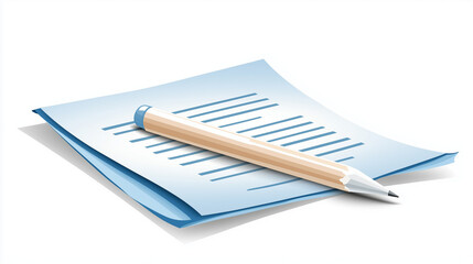 Naklejka premium Resume Document with Pencil on White Background 