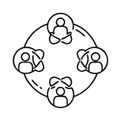 Naklejka premium group therapy circle icon, group therapy circle line art - simple line art of group therapy circle, perfect for group therapy circle logos and icons