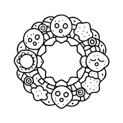 halloween wreath icon, halloween wreath line art - simple line art of halloween wreath, perfect for halloween wreath logos and icons