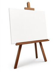 Blank canvas on wooden easel, artistic inspiration and creativity in studio