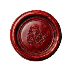 A detailed wax seal featuring an intricate leaf design for authentic correspondence and decorative purposes, Wax seal isolated Stock Illustration