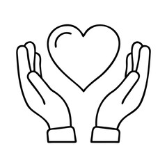 hands holding a heart icon, hands holding a heart line art - simple line art of hands holding a heart, perfect for hands holding a heart logos and icons