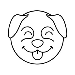 happy dog emoji icon, happy dog emoji line art - simple line art of happy dog emoji, perfect for happy dog emoji logos and icons