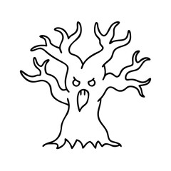 haunted tree icon, haunted tree line art - simple line art of haunted tree, perfect for haunted tree logos and icons