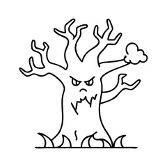 haunted tree icon, haunted tree line art - simple line art of haunted tree, perfect for haunted tree logos and icons