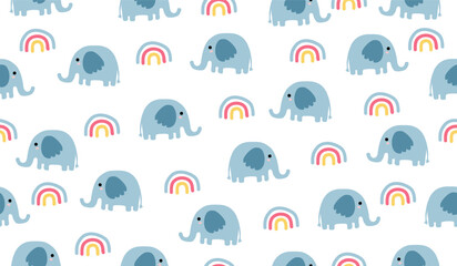Obraz premium Cute elephant pattern background vector design