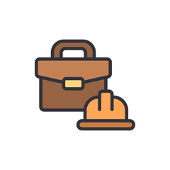 Construction business colored icons, minimalist vector illustration ,simple transparent graphic element .Isolated on white background