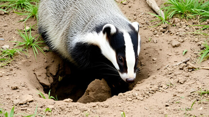 Badger digging a hole