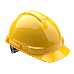Fototapeta premium A construction yellow helmet designed for workers placed on an isolated transparent background showcasing safety, Construction yellow helmet for workers on an isolated background.