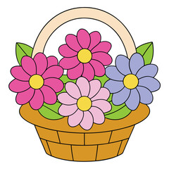  basket of  flower  coloring  page  for  kids