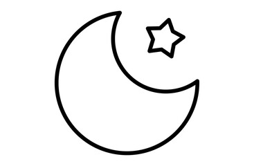 夜、月と星のシンプルアイコンベクターイラスト