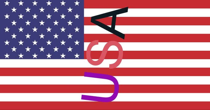 See the American flag that includes the letters USA become larger in size while also spinning at a fast pace on its own central axis providing an energetic visual display
