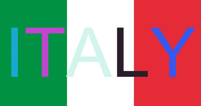Italian flag featuring the text ITALY is shown rotating rapidly around its central axis creating a dynamic spinning visual effect