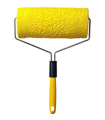 Fototapeta premium Yellow paint roller isolated on transparent background