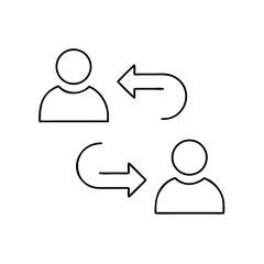 Peer-to-peer transfer icon in thin outline style