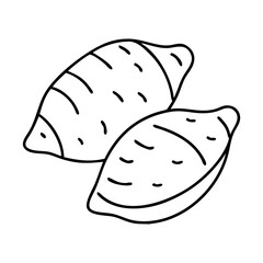 baked sweet potatoes icon, baked sweet potatoes line art - simple line art of baked sweet potatoes, perfect for baked sweet potatoes logos and icons