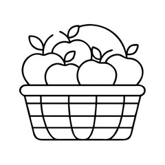 basket of apples icon, basket of apples line art - simple line art of basket of apples, perfect for basket of apples logos and icons