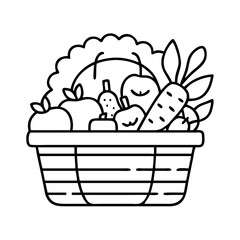 basket of mixed vegetables icon, basket of mixed vegetables line art - simple line art of basket of mixed vegetables, perfect for basket of mixed vegetables logos and icons