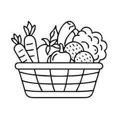 basket of mixed vegetables icon, basket of mixed vegetables line art - simple line art of basket of mixed vegetables, perfect for basket of mixed vegetables logos and icons