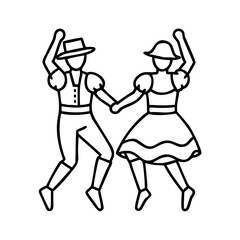bavarian dancers icon, bavarian dancers line art - simple line art of bavarian dancers, perfect for bavarian dancers logos and icons