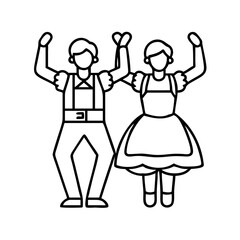 bavarian dancers icon, bavarian dancers line art - simple line art of bavarian dancers, perfect for bavarian dancers logos and icons