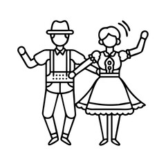 bavarian dancers icon, bavarian dancers line art - simple line art of bavarian dancers, perfect for bavarian dancers logos and icons