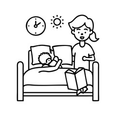 bedtime story session icon, bedtime story session line art - simple line art of bedtime story session, perfect for bedtime story session logos and icons
