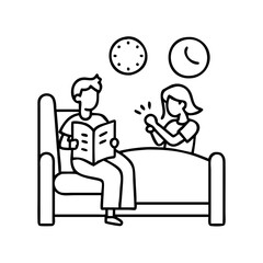 bedtime story session icon, bedtime story session line art - simple line art of bedtime story session, perfect for bedtime story session logos and icons