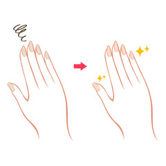 健康的な色の爪になった手指のイラスト