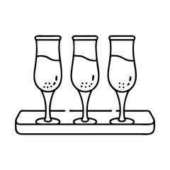 beer flight icon, beer flight line art - simple line art of beer flight, perfect for beer flight logos and icons
