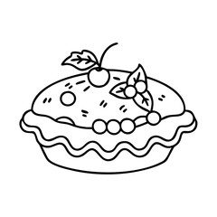 berry pie icon, berry pie line art - simple line art of berry pie, perfect for berry pie logos and icons