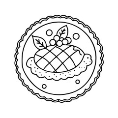 berry pie icon, berry pie line art - simple line art of berry pie, perfect for berry pie logos and icons