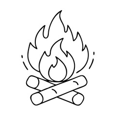 bonfire icon, bonfire line art - simple line art of bonfire, perfect for bonfire logos and icons