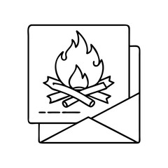 bonfire invitation card icon, bonfire invitation card line art - simple line art of bonfire invitation card, perfect for bonfire invitation card logos and icons