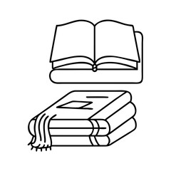 book and blanket icon, book and blanket line art - simple line art of book and blanket, perfect for book and blanket logos and icons